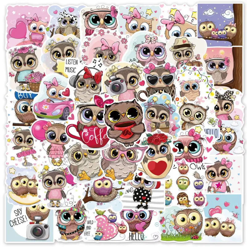 Cute Cartoon Owls Sticker Pack