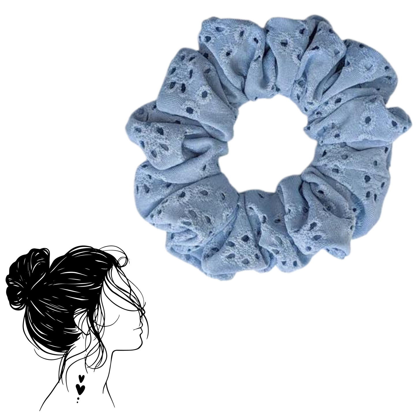 Dusty Blue Eyelet Scrunchie